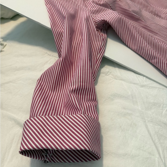 Chico's Red and White Striped Button Down Shirt - Picture 4 of 5
